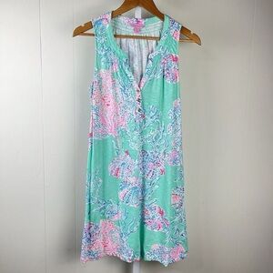 Lilly Pulitzer Women’s Medium Minty Fresh Fansea Pink Coral Essie Beach Dress